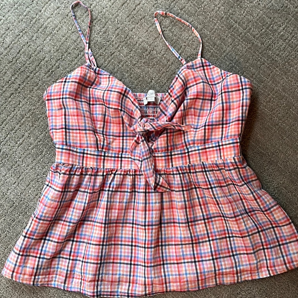 Plaid tie front top from Loft
